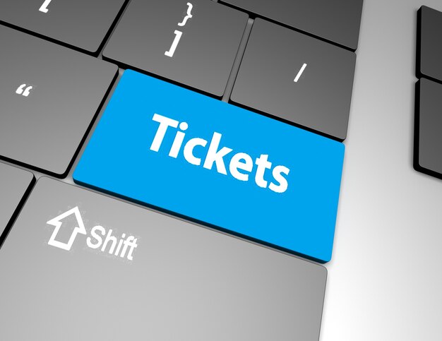 text tickets button, 3d rendering