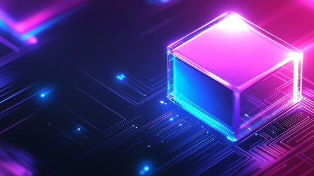 the bright blue background on this microchip processor depicts a futuristic design quantum computer large data processing database concept the cpu isometric banner shows the central computer