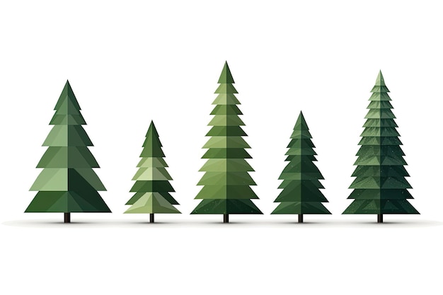 The concept of Christmas Set of Christmas trees of geometric shapes on a white background