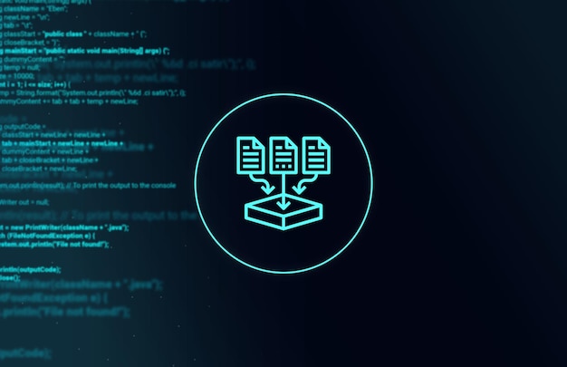 The concept of data storage in cyberspace cloud with files modern technology