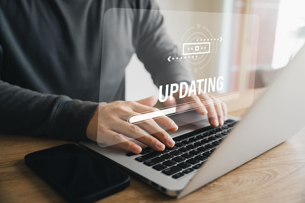 The concept of upgrading the operating system with the latest version better system software updates digital software development data upgrades and future operating system updates