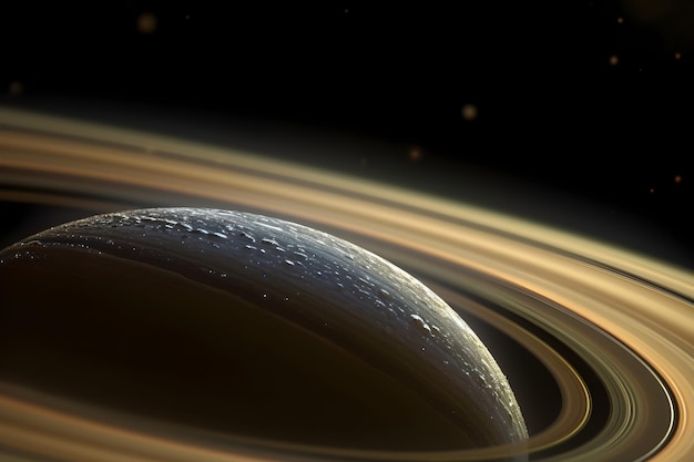 The planet saturn is seen from the cassini spacecraft.