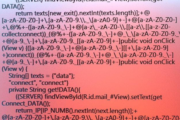 The Programming on laptop screen. Web development computer code. Website program code 3D illustration. Internet web text.