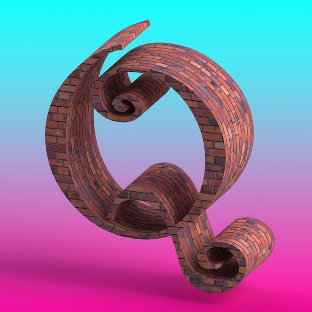 The Q alphabet with a unique and interesting texture created using a 3d program