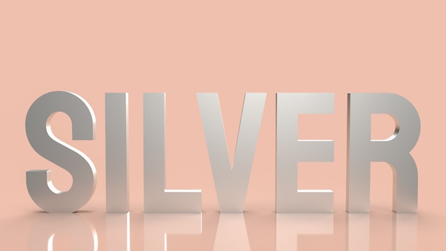 The silver text  for background business content 3d rendering