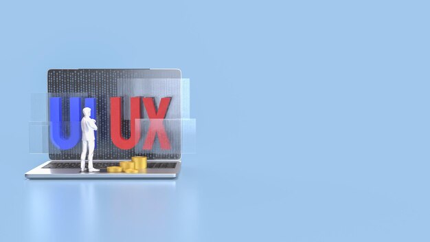 The UI and UX on notebook for website or application concept 3d rendering