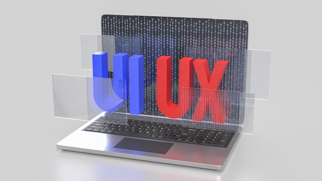 The UI and UX on notebook for website or application concept 3d rendering