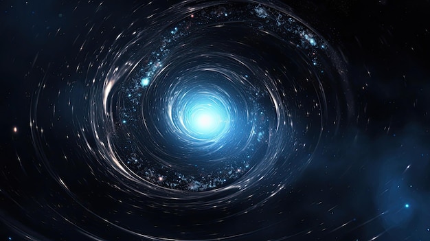 the universe is a spiral galaxy with a blue star in the center.