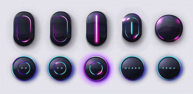 Thiết kế giao diện tương lai của các nút phát sáng Neon