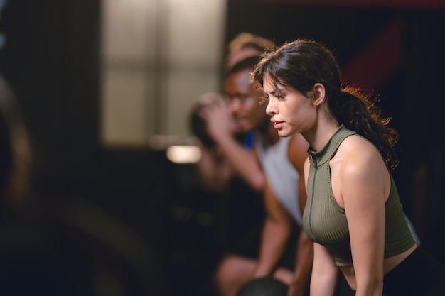 tired sport woman person concept exhausted female lifestyle after workout exercise in fitness