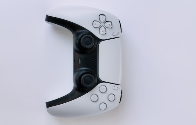 Top view of next generation video console controller - isolated on white - dual sense.