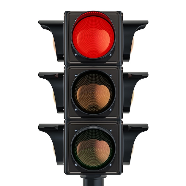 traffic light with red color 3d rendering