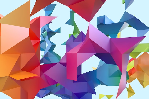 Triangular paper with creative shapes 3d rendering