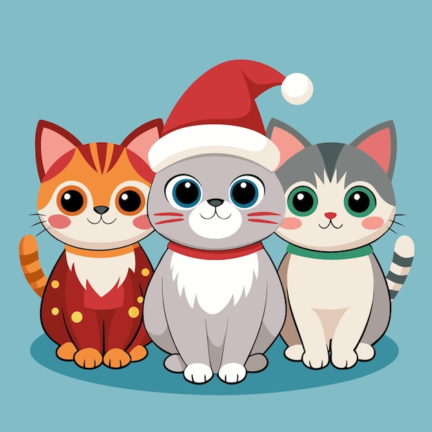 two cats with a santa hat and one with a santa hat on it