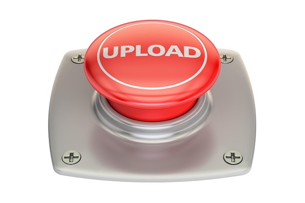 Upload Red Button 3D rendering