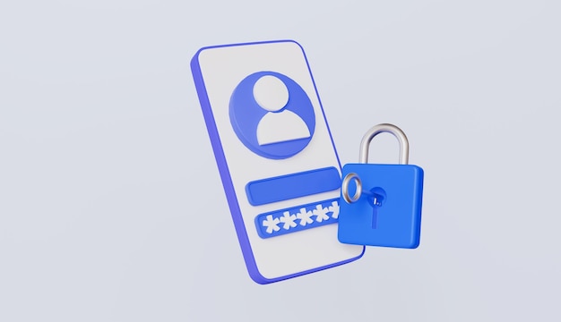 User login from mobile phone with password security and padlock key login user interface concept