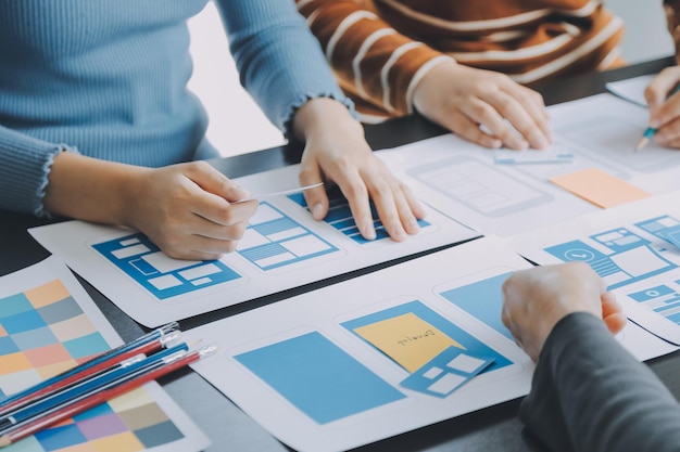 ux Nhà thiết kế đồ họa phác thảo sáng tạo quy trình ứng dụng lập kế hoạch phát triển nguyên mẫu wireframe cho web điện thoại di động Khái niệm trải nghiệm người dùng