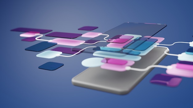 ux ui flowchart application development prototype design.user experience concept.