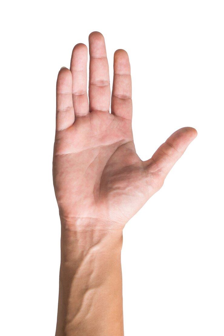 Photo various gestures and sign of man's hand isolated on white background with clipping path.
