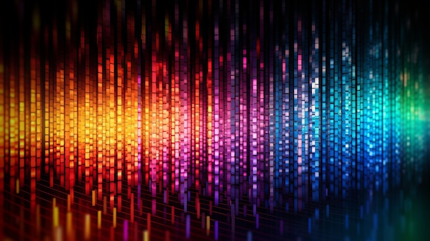 Vibrant and colorful data code wallpaper featuring rainbow lights representing the dynamic and diverse nature of programming with an array of captivating colors Generative Ai