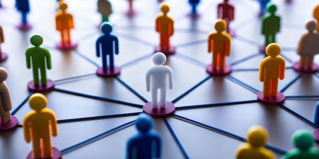 Vibrant Network of Colorful Figures Representing Social Media Connections and Interactions