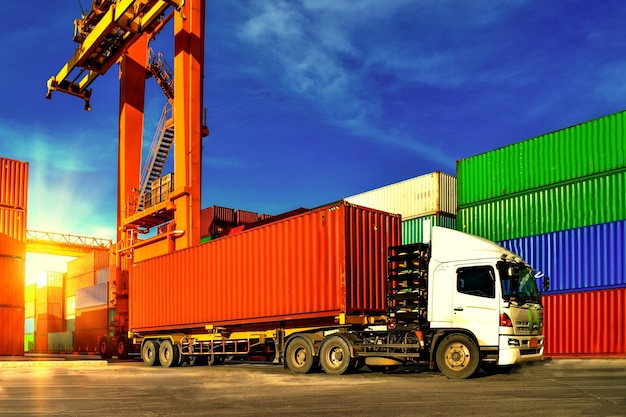 View of truck against warehouse