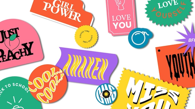vintage word sticker pattern png badge background