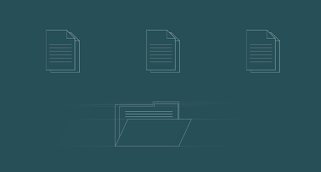 Virtual files on a green background