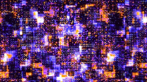 Virtual space with space computer code motion colorful computer programs and virtual codes in