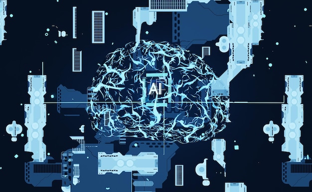 Visualization of neural network structure of algorithms layered to replicate human brain. Deep learning algorithm learning how to better solve task over time, 3D render animation