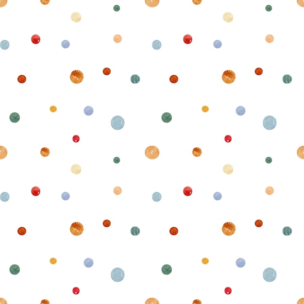 Watercolor Christmas seamless pattern with hand drawing dots