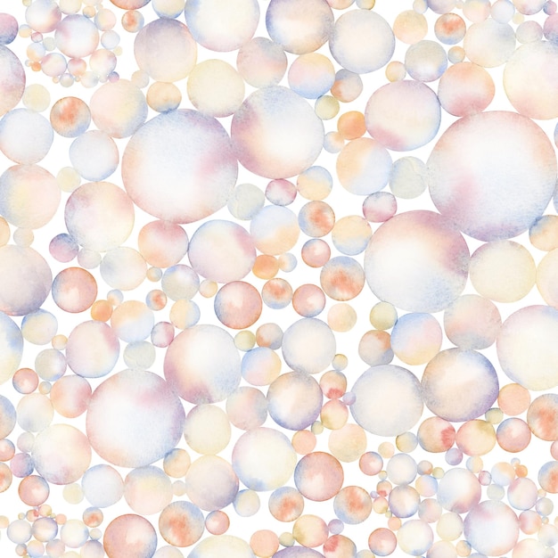 Watercolor soap bubbles seamless pattern on white background kids nursery design textiles fabrics