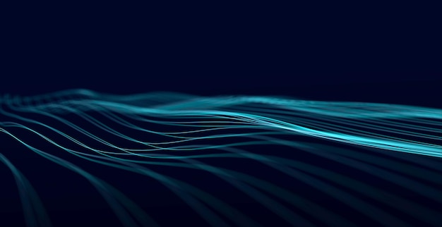 Wave of dots and weave lines Abstract background Network connection structure 3d rendering