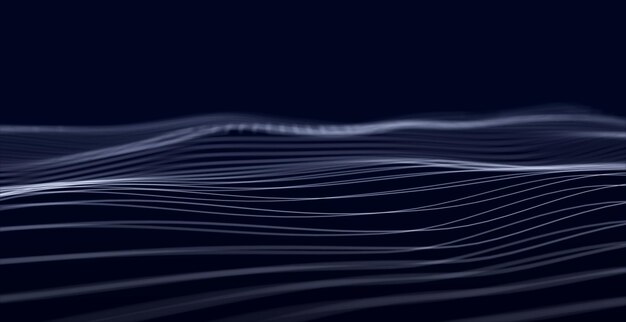 Wave of dots and weave lines Abstract background Network connection structure 3d rendering