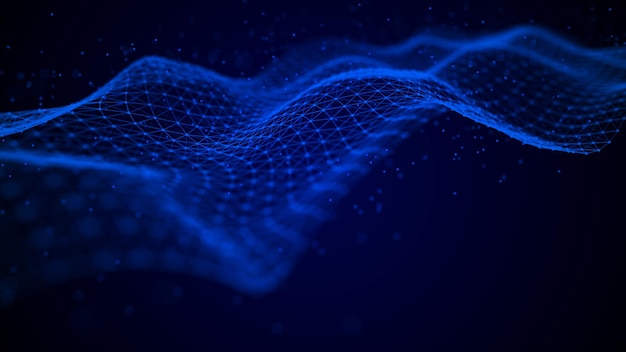 Wave of interlacing points and lines Abstract background Technological style for science3d rendering