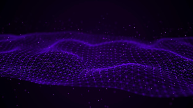 Wave of interlacing points and lines Abstract background Technological style for science3d rendering