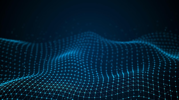 Wave of interlacing points and lines Abstract background Technological style for science3d rendering