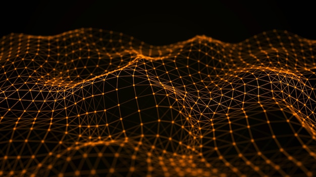 Wave of interlacing points and lines Abstract background Technological style for science3d rendering