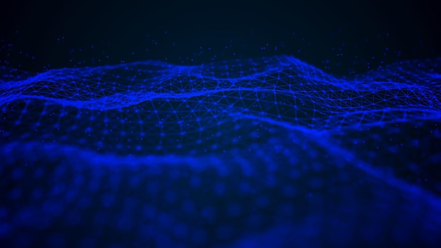 Wave of interlacing points and lines Abstract background Technological style for science3d rendering