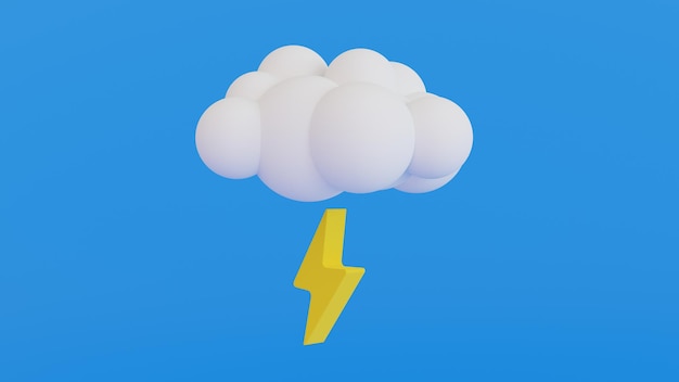 weather forecast sign meteorological icon cloud and lightning 3d rendering
