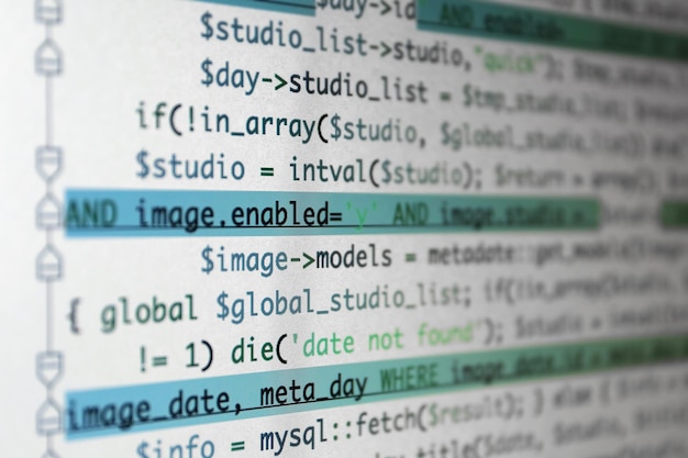 web site codes on computer monitor closeup