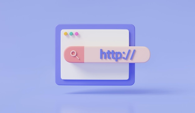 Web window with http link Hyperlink website worldwide Hypertext Transfer Protocol HTTP data web page Web browser website template Software protocol developer concept 3d rendering illustration