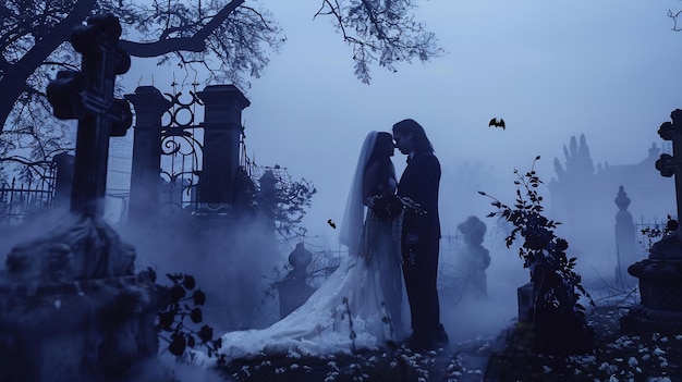 wedding with a black gothic atmosphere