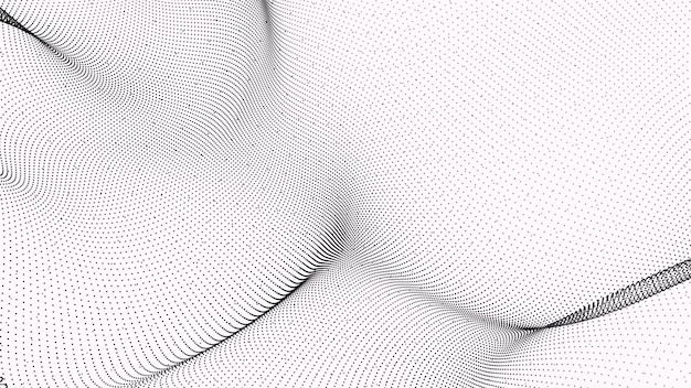 White and black abstract dot wave background