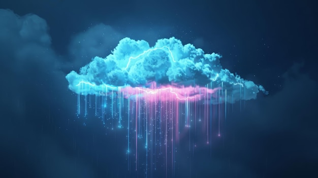white cloud with neon light in the sky