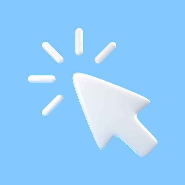 White Cursor with Click Rays on Blue Background