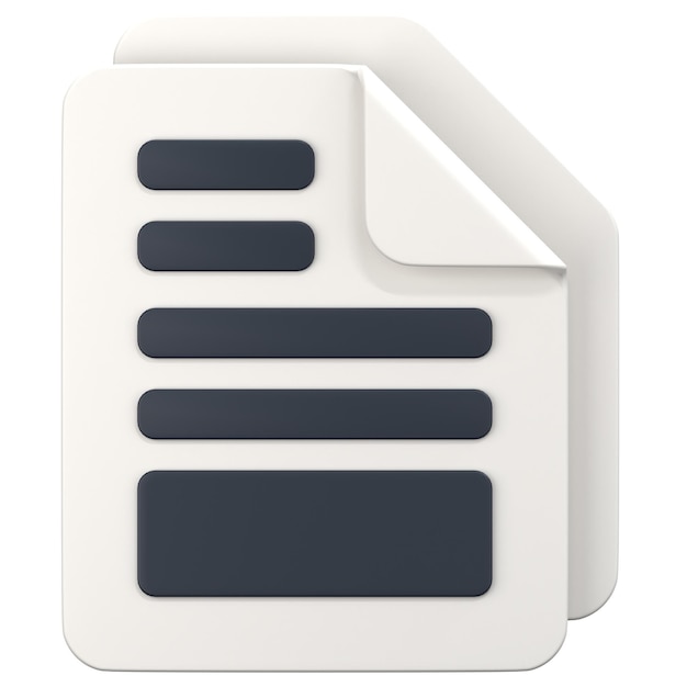 white file 3d icon illustration low poly style