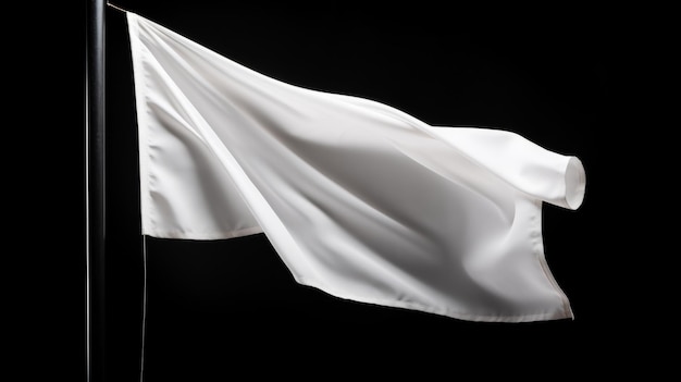White flag on black background AI generative