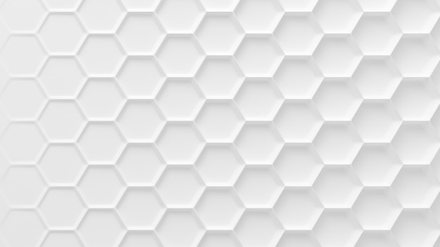 white geometric honeycomb hexagon background. 3d rendering.