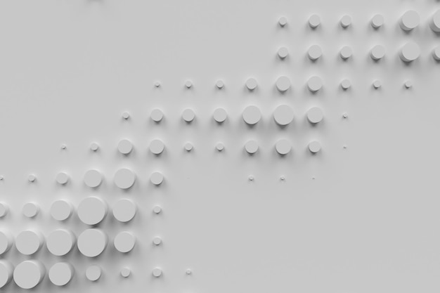 White minimal pattern background the circle pattern changes to a gradual size 3d rendering